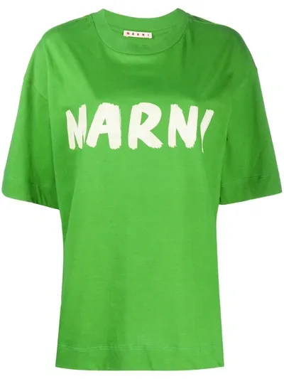 Marni Logo-print Cotton T-shirt In Green