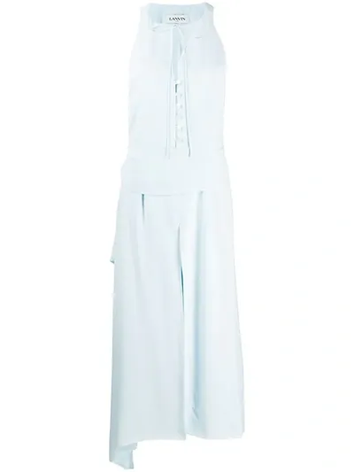 Lanvin Draped Back Maxi Dress In Blue