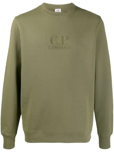 C.p. Company Crew Neck Logo Sweater In Green