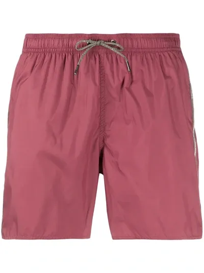 Emporio Armani Logo Stripe Swim Shorts In Pink