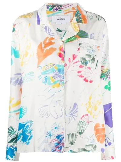 Soulland Lia Printed Pyjama-style Shirt In White