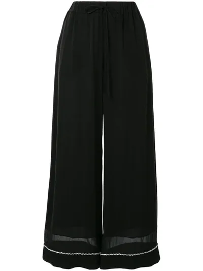 Ports 1961 Ric-rac Trimmed Wide-leg Chiffon Trousers In Black