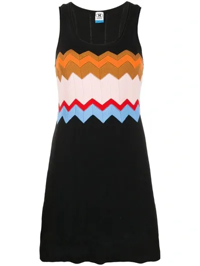 M Missoni Chevron-knit Dress In Black