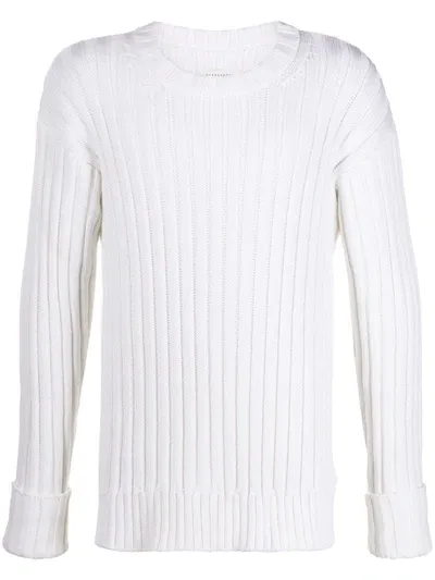 Maison Margiela Ribbed Knitted Jumper In White