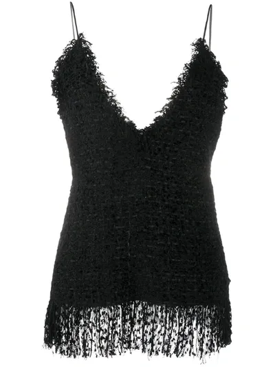 Msgm Tweed Cami Top In Black