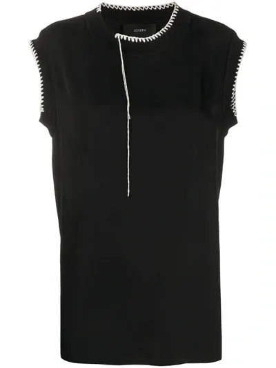 Joseph Bo Crochet-trimmed Crinkled-twill Top In Black