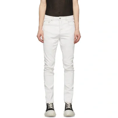 Rick Owens Drkshdw White Detroit Cut Jeans In 01 White Wa