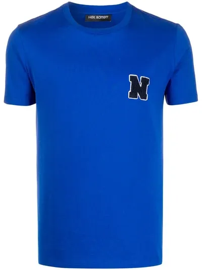 Neil Barrett Logo-patch Cotton T-shirt In Blue