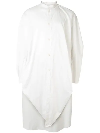 Julius Crucifix Print Long-line Shirt In White