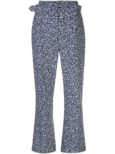 Jonathan Simkhai Cropped-hose Mit Blumen-print In Blue