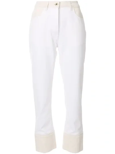 Ports 1961 Contrast-panel Straight Leg Jeans In White