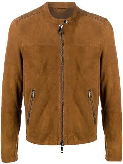 Giorgio Brato Slim-fit Biker Jacket In Brown