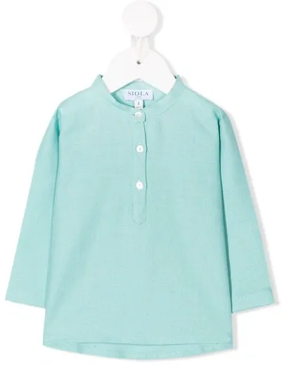 Siola Babies' Mandarin Collar Shirt In Blue