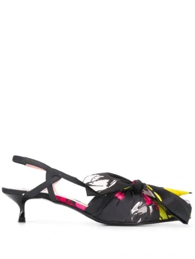 Msgm Bow-embellished Printed Pumps In Black