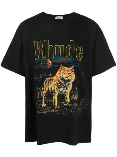 Rhude Desert Wolf T-shirt In Black