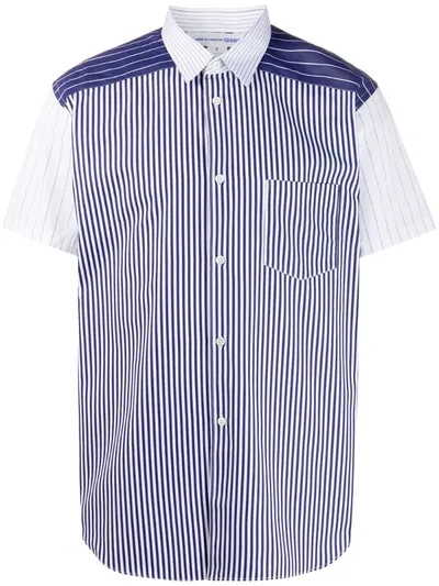 Comme Des Garçons Shirt Multi-stripe Short Sleeve Shirt In Blue