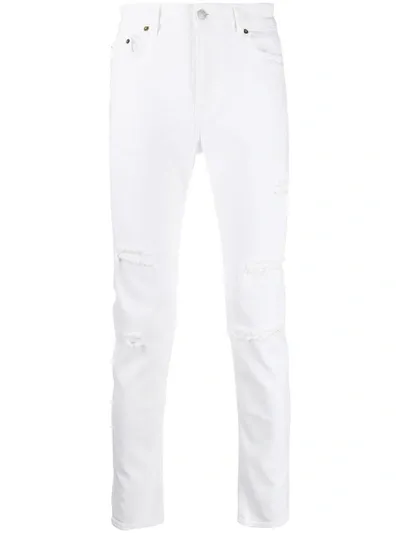 Buscemi Distressed Slim-fit Jeans In White