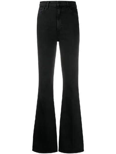 J Brand Flared High-waisted Jeans In Black