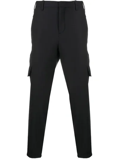 Neil Barrett Pantaloni Cargo Crop In Misto Lana In Blue