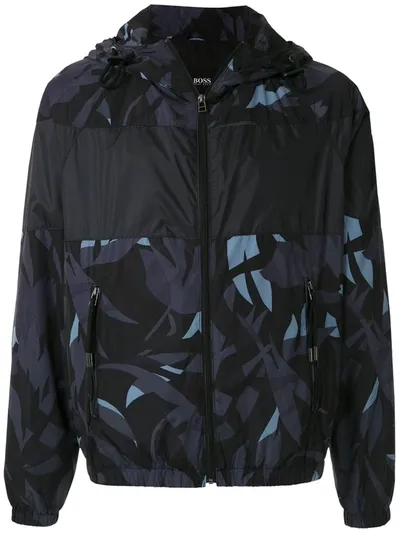 Hugo Boss Camouflage-print Packable Windbreaker In Black