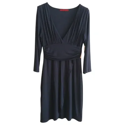 Pre-owned Velvet Mid-length Dress In Navy