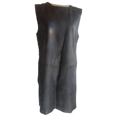 Pre-owned Hugo Boss Leather Dress In Black