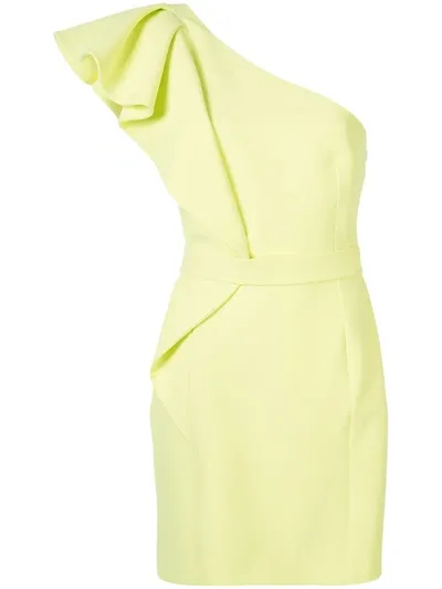 Safiyaa One Shoulder Cocktail Dress In Yellow