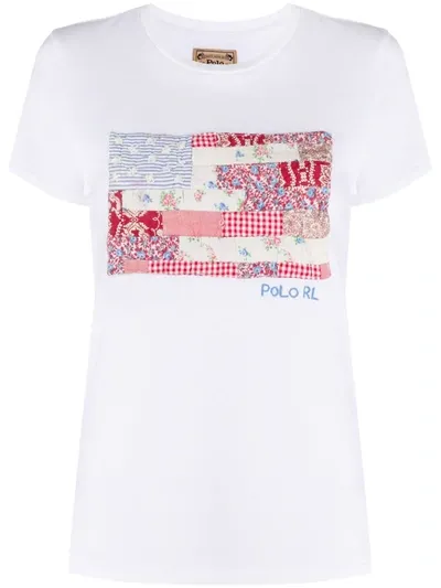 Polo Ralph Lauren Patchwork American Flag T-shirt In White