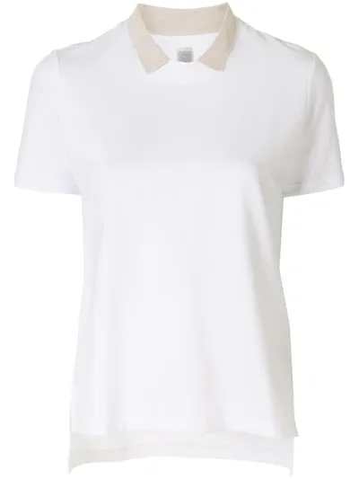 Eleventy Layered Collar T-shirt In White