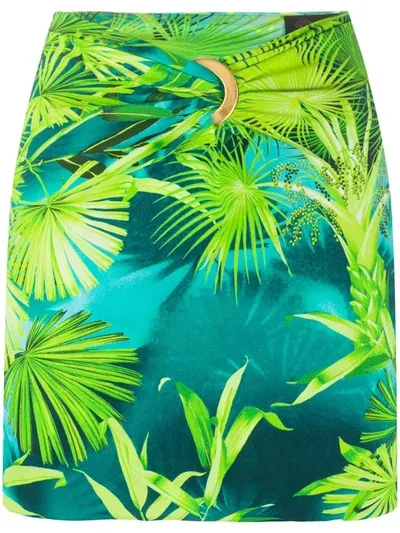 Versace Jungle Print Mini Skirt In Green