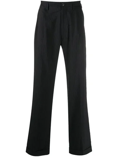 Maison Margiela Striped Loose Trousers In Black