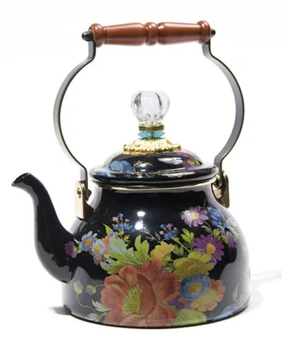 Mackenzie-childs Flower Market Black Two-quart Tea Kettle