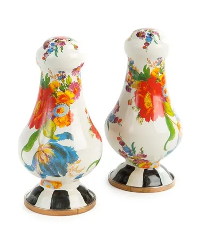 Mackenzie-childs Flower Market Large Salt & Pepper Set In White