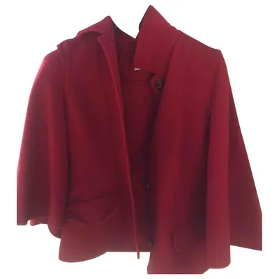 Pre-owned Ferragamo Wool Cape In Red