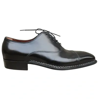 Pre-owned Lanvin Leather Lace Ups In Black