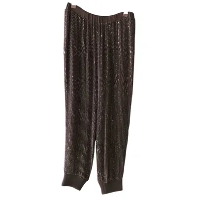 Pre-owned L Agence Silk Trousers In Black