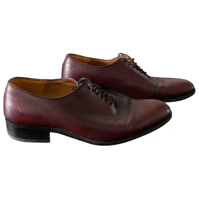 Pre-owned Jm Weston Leather Lace Ups In Burgundy