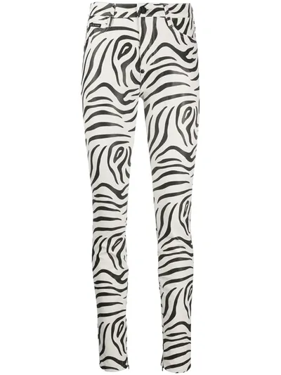 Philipp Plein High-waisted Zebra Print Trousers In Multi