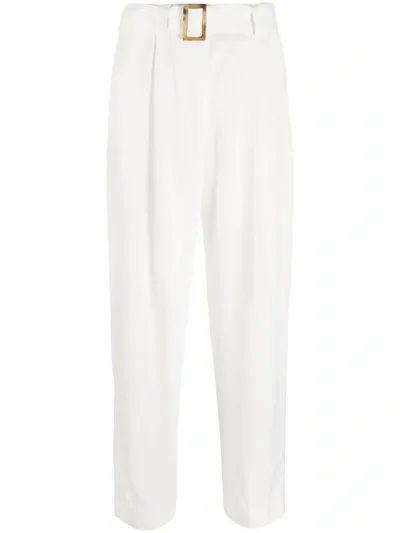 Pt01 High-waisted Straight-leg Trousers In White