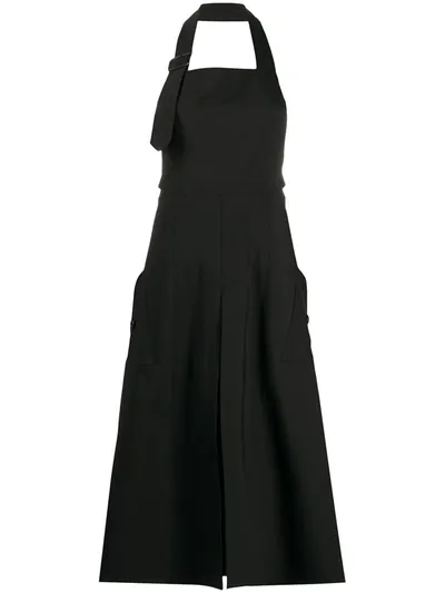 Junya Watanabe Halterneck Flared Midi Dress In Black