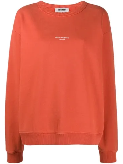 Acne Studios Reverse-logo Print Sweatshirt In Red In Orange