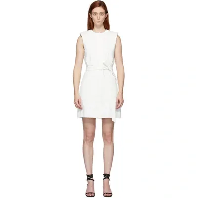 Tibi Chalky Drape Short Shirtdress In White