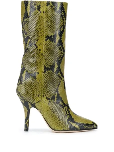 Paris Texas Snakeprint Pointed Boots In Green