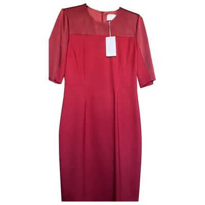 Pre-owned Hugo Boss Mid-length Dress In Burgundy