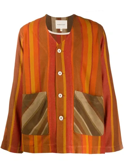 Nicholas Daley Striped Contrast Cardigan In Orange