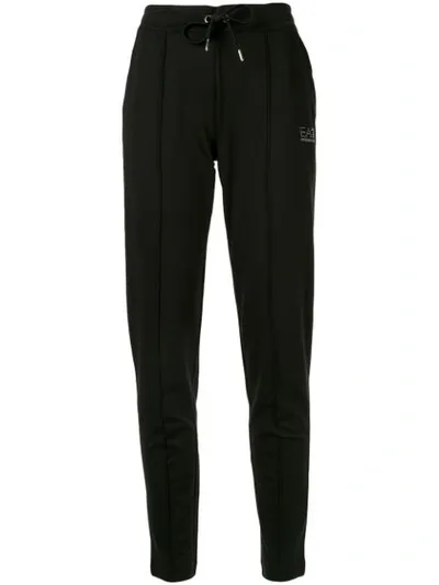 Ea7 Ventus 7 High-rise Tapered Track Pants In Black