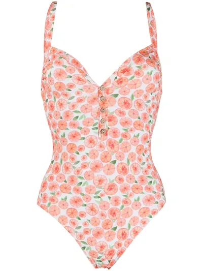 C’est La V.it Oranges-print Buttoned Swimsuit