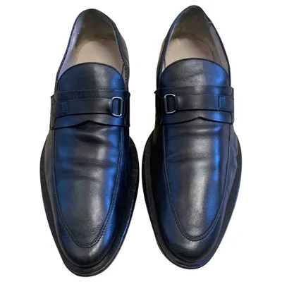 Pre-owned Hugo Boss Leather Flats In Black