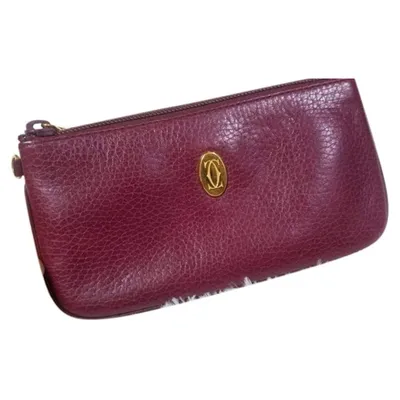 Pre-owned Cartier Leather Purse In Burgundy