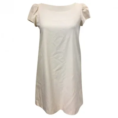 Pre-owned Tara Jarmon Wool Mini Dress In Ecru